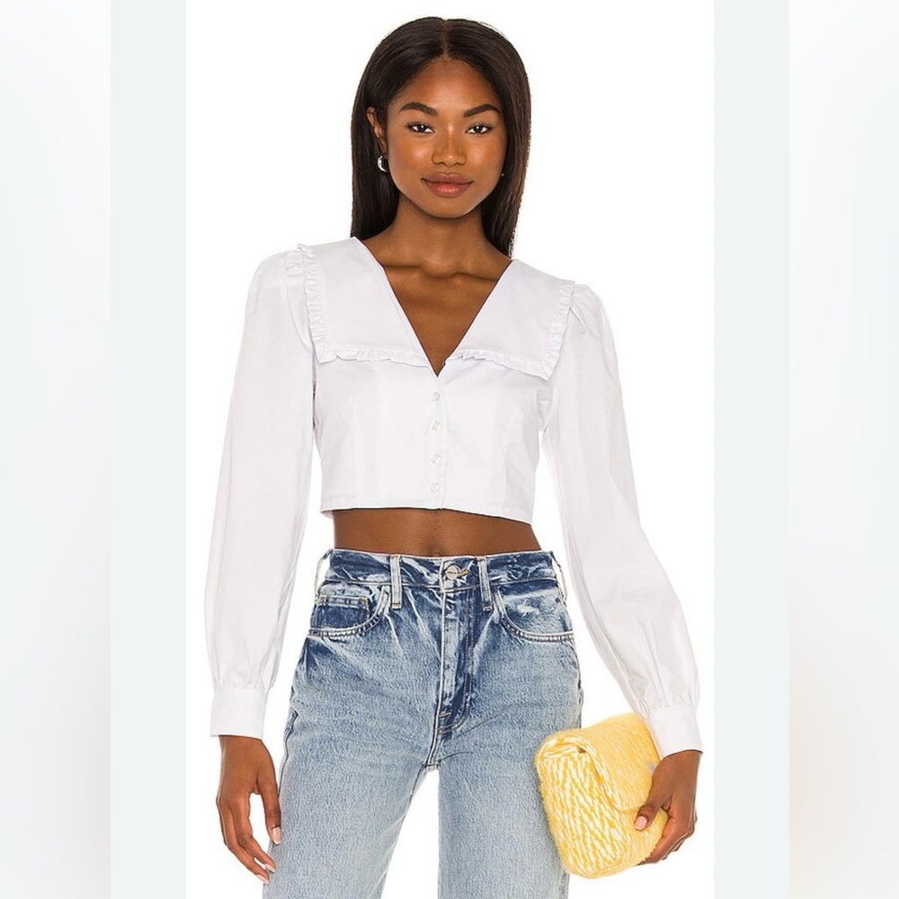 L’Academie Celi Crop Blouse White XS‎